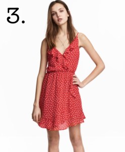 red polka dot wrap dress